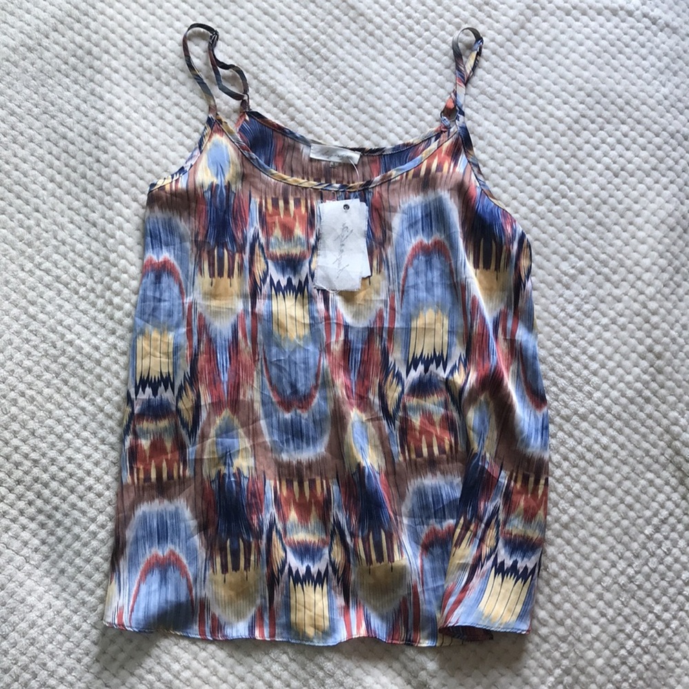 Sugar lips women’s beige blue multi colored camisole Brand New Size Large SWT